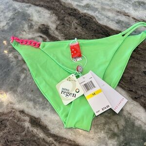 BNWT Red Carter Green Bikini Bottom with Pink Chain, size M